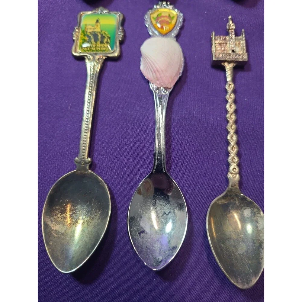 Vintage Collectable Mini Spoons Lot Of 10, Pewter, Silver Plated